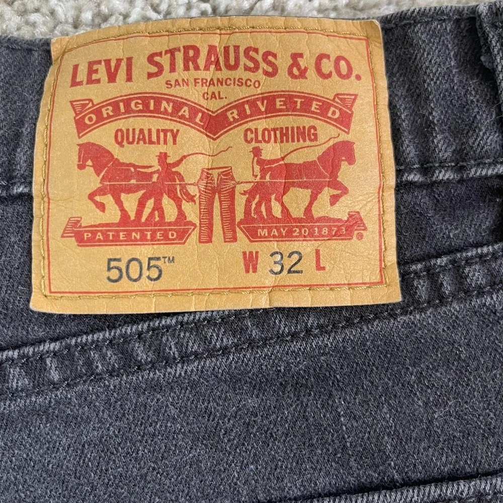 Levis 505 Denim Jorts Shorts Mens 32 Black Dark Wash 5 Pocket Casual Summer